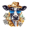 Cool cash cow med solbriller og stråhat