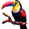 Tucano poligonale sul ramo - Uccello artistico