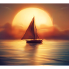 Sailboat at sunset - Square