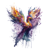Feu mystique: Aquarelle Phoenix Bird