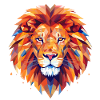 Geometric lion's head