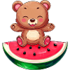 Bear sits on watermelon - Cute