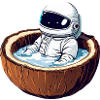 Astronaut bathes in coconut - Funny