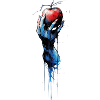 Scary hand and red apple