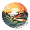Picturesque mountain scenery, beautiful sunset