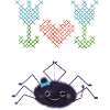 Cute spider embroidering flowers