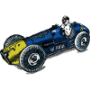 blue yellow race car