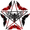 gothic,motte,fünfeck,blumen,rot,fledermaus