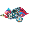 downhill,hügel,mountainbike,rad,radfahrer,graffiti