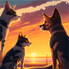 Cat and Dog Sunset