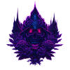 Purple neon roses skull