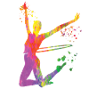 Gymnast with clubs Rhythmic gymnastics