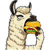 Cheeseburger eating llama
