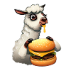Cheeseburger eating llama