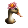 Ente mit Blumenhut
