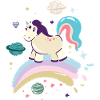 Himmlisches Einhorn auf Regenbogen