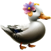 Ente mit Blumenhut