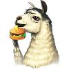 Cheeseburger eating llama