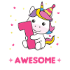 Unicorno per il 1 ° compleanno per i bambini di un anno