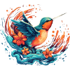 Oiseau explosion de fleurs