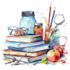 Illustration de livres à l’aquarelle