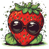 Cool cartoon strawberry with sunglasses