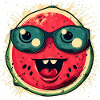 Juicy watermelon with sunglasses