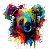 Koala bear with headphones