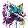 Chat avec écouteurs