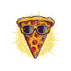 Pizza slice with sunglasses pizzeria