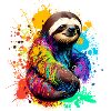 Sloth with splashes of paint