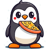 Penguin sweet with pizza