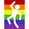 Man on a rainbow background