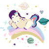 Cosmic Dream Einhorn auf Regenbogen