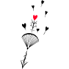 Parachutist with arrow and heart
