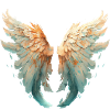 Ailes aquarelle turquoise orange