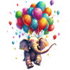 Eléphant volant avec ballons