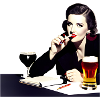 Woman with cigarette and beer