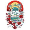 Retro, Skull, Flowers