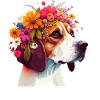 Cute Beagle Flower Crown Pet Dog Breed Floral Pupp