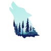 Heulender Wolf mit Wald