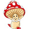 Cartoonish happy amanita