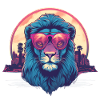 Synthwave Lion Sunset