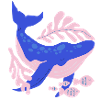 Pink and blue whale