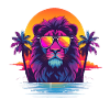 Synthwave Lion Sunset
