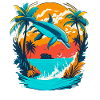Dolphin with Tropical Sunset