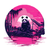 Synthwave Panda Japan Sunset
