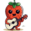 Zézé the strawberry on guitar