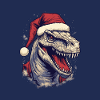 T-Rex mit Weihnachtsmannmütze