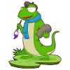 Lizard Painter Brush Painting